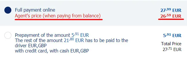 Order transfer at net price